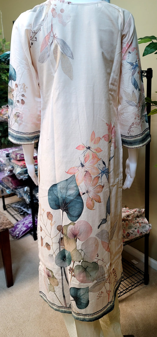 Cotton Schffli Work Kurti Set