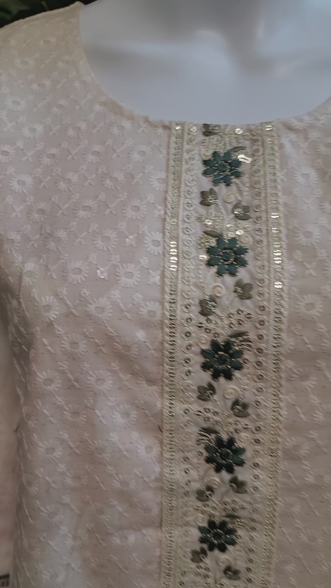Cotton Schiffli Work Kurti Set