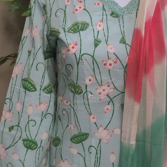 Pichwai print cotton set - video